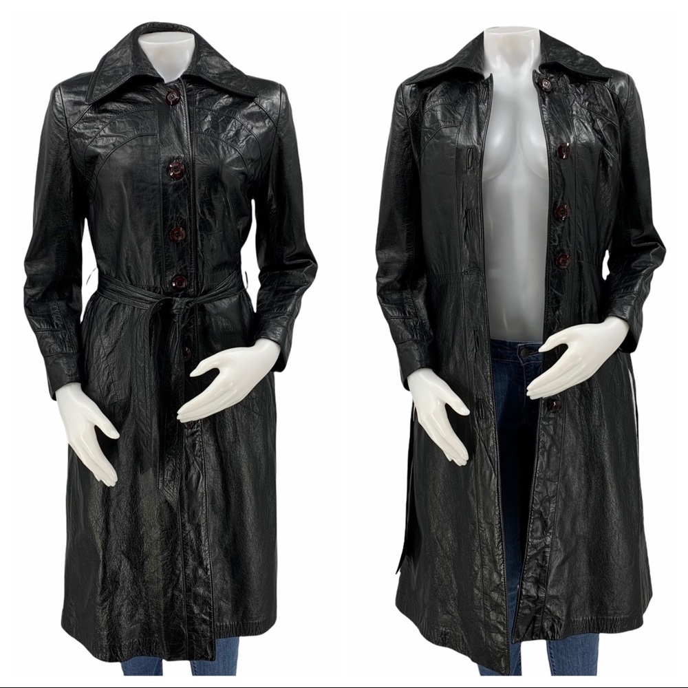 Vintage Black Leather Coat by Olympic USA